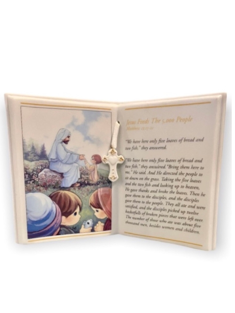 Precious Moments Rare Figurine, Jesus Feeds The 5,000 People, Bible Story